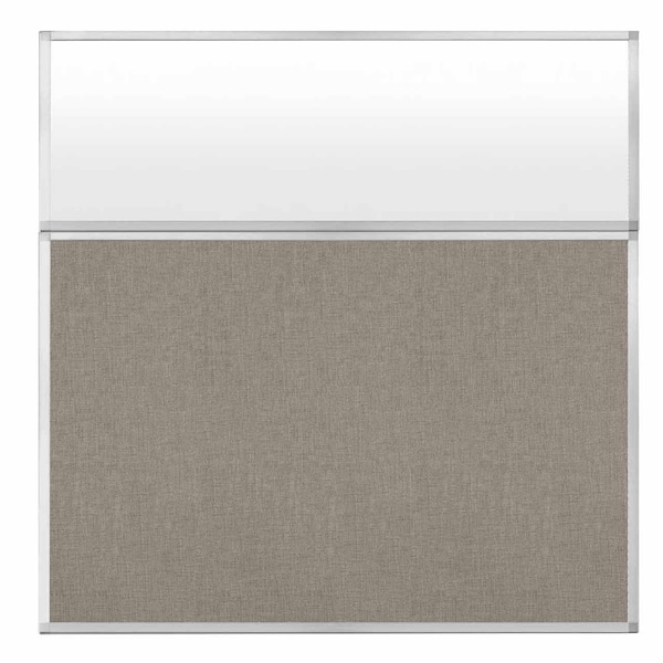 Hush Panel Configurable Cubicle Partition 6' x 6' W/ Window Warm Pebble Fabric Frosted Window